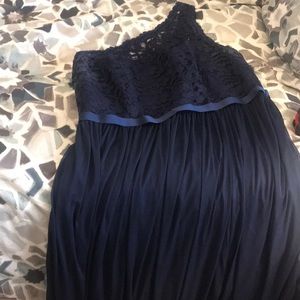 Navy one shoulder bridesmaid dress
